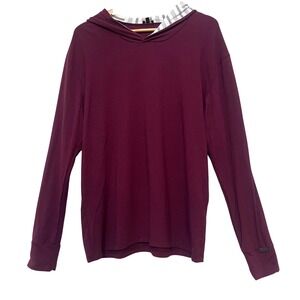 TWO BLIND BROTHERS Mens Burgundy Long Sleeve Hoodie M Cotton Bamboo Braille Logo